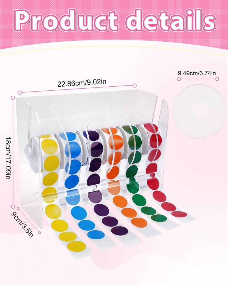 UCEC Acrylic Sticker Holder, Adjustable Label Dispenser 6 Disks, Dispenser for Rolls of Sticker Labels for Small Hand Workers, Offices and Homes - Image 2